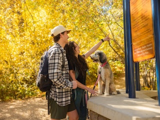 Hiking on Casper Mountain and reading trail signage